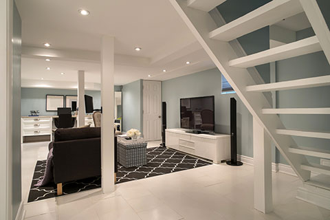 basement modern well lit designer's touch