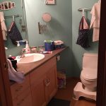Drab old bathroom awaiting renovations