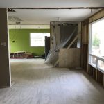 renovation demolition complete, down to the studs and bare floor