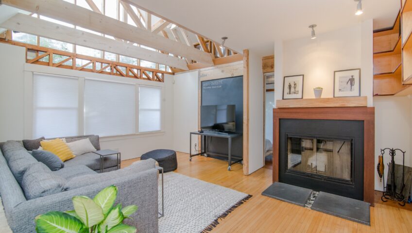 Bright home with vaulted ceilings green plants
