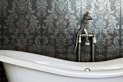 Bathroom Design Tip: wallpaper and printed wall coverings - Bathroom Renovation Interior Design - All Canadian Renovations Ltd.